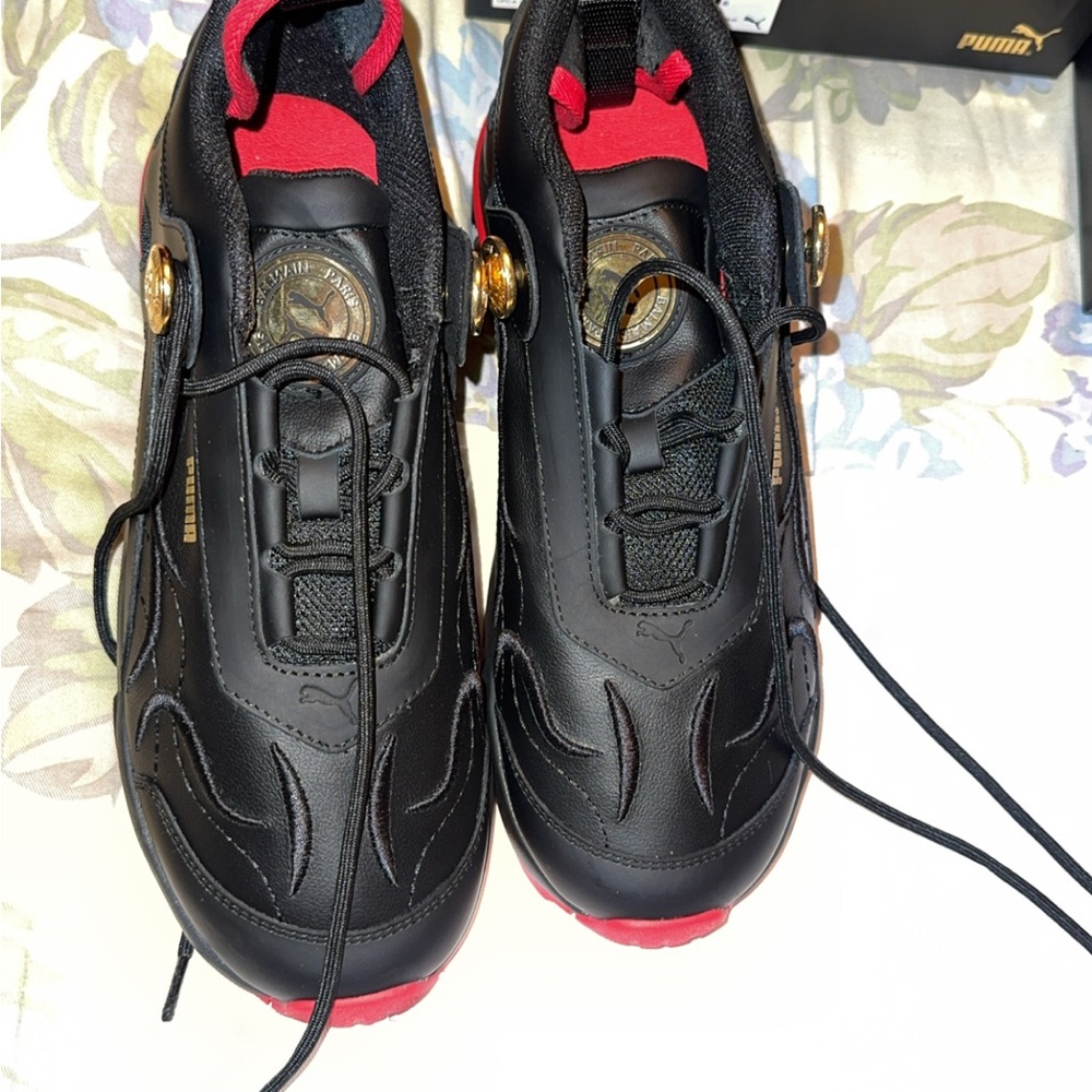 Balmain Black Sneakers with Red Accents